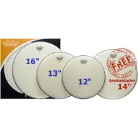 Remo Ambassador Coated Complete Pack - 12 13 16" Heads w/22 P3 + Free 14 Ambassador