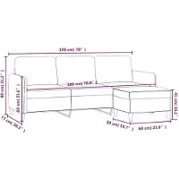 vidaXL 3-sitssoffa med fotpall Svart 180 cm tyg