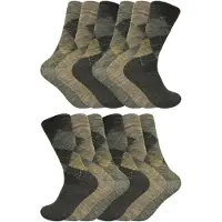 Sock Snob 12 par multipack lammullsstrumpor för herrar | | tunna och mjuka strumpor med bikakemönster - brun