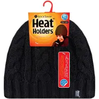 Heat Holder Värmeisolerande fleecefodrad kabelstickad vintermössa för kvinnor