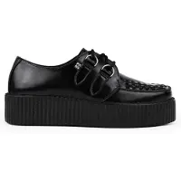 T.U.K TUK Viva Höga Creeper Svarta Läder Platåskor Med Snörning Gothic - AV6802