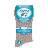 Gentle Grip - 6 par diabetessockor för damer med Honey Comb-topp och handknutna tåsömmar - Brun 39