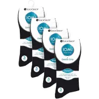 IOMI 12 par Multipack Gentle Grip Top Diabetiska Strumpor | | Mid Calf Loose Top Non Elastic Bomullsstrumpor med handlänkad sömlös tå - Svart