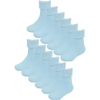 Sock Snob Baby Cotton Turn Over Top-strumpor | 6-parspaket | | Vanliga roliga strumpor för pojke och flicka - Blå