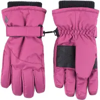 Heat Holder Barnhandskar med snöflinga och termofodrade muddar för vinterbruk - Rosa