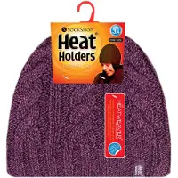 Heat Holder Värmeisolerande fleecefodrad kabelstickad vintermössa för kvinnor