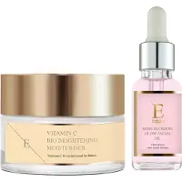 Erthskin London Rose Blossom Glow Facial Oil 30ml + Vitamin C Bio Brightening Moisturiser 50ml