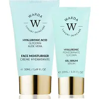 Warda Skincare Skin Hydration Boost Hyaluronic Acid Moisturiser 50ml + Skin Hydration Boost Hyaluronic Acid Gel Serum 30ml