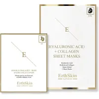Erthskin London Hyaluronsyra- och kollagenmask - 3 ark + dubbelkollagen + ögonpads med rosenhydrogel 5 X 2