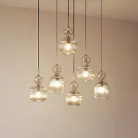 TK Lighting Glas pendellampa Sophia , dimbar, Aluminium / grå / zink, Vardagsrum / matsal, Glas, Pendellampa