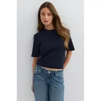 Gina Tricot  - Shoulder pad knitted top - Stickade tröjor med kort ärm - Blå - S - Dam
