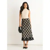 Gini London Mono Check Kontrastspets Skjuvskjol