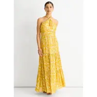Gini London Djur Jacquard Halter Neck Maxiklänning