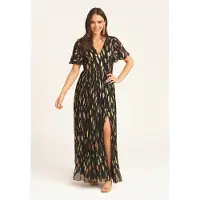 Gini London Maxiklänning med ängelärmar i multijacquard