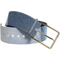 Dolce&Gabbana Tvåfärgad Blå Denim Bälte med Gul Metal Spänne