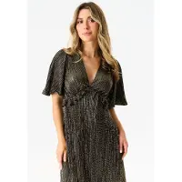 Gini London Black Metallic Plisse Maxi Dress