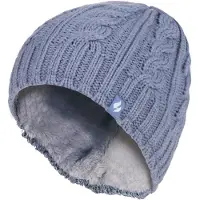 Heat Holder Kabelstickad 3.4 Tog Fleece Fodrad Termisk Vintermössa för Damer