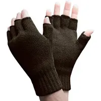 Heat Holder Mens Warm 3.2 TOG Fleece Fodrade Termiska Fingerlösa Vinterhandskar i Khaki & Navy