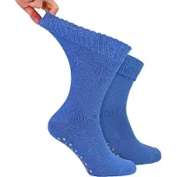 Dr.Socks Herrar Extra Bredda Vinter Sängstrumpor med Grepp | Halkfria Termiska Sömnstrumpor