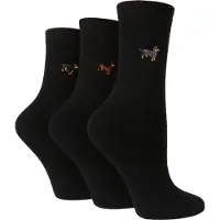 Wildfeet Wild Feet - 3-pack damstrumpor i bomull med broderat djurmotiv