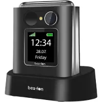 Beafon Fold 10 – 2G vikbar mobiltelefon med stora knappar, svart/silver