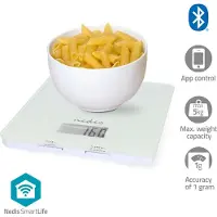 Nedis KASC800WTW, Elektronisk köksvåg, 5 kg, Vit, Glas, Plast, Glas, Bänkdiskmaskin