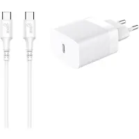 Gear Charger 220V 1xUSB-C White PD/PPS 30W +1m Cable USB-C to USB-C