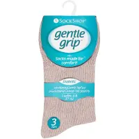 Gentle Grip - 6 par diabetessockor för damer med honungskam överst och handknutna tåsömmar - Beige