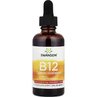 Swanson Health B12 Flytande Cyanokobalamin, Jordgubbssmak, 59 ml (2 fl oz) (1 000 µg per portion)