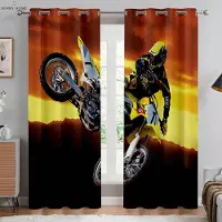 Household supplies MH Cool Motorcykel 3D-tryckta Gardiner 100% Polyester Sovrum Vardagsrum Kök Klubb Fönsterdekoration Gardiner 2 st W50xH140(CM)x2PCS&Grommet Top