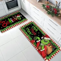 JGJG 2 st Julgrön Knasig Skurk Kristallhög Kök Hushåll Liten Matta Entré Badrum Halkfri Maskintvättbar 1PC40X60CM1.3X2FT