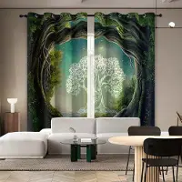 Household supplies MH 2 st. mörkläggande dubbelsidiga matta tubgardiner med perforerade sovrum, balkonger, vardagsrum och gradvis grön stjärnhimmel 150x166cm&Grommet Top