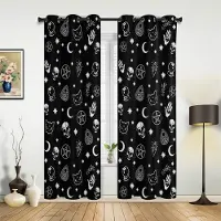 Household supplies MH Halloween Skräck Pumpa Fladdermus Gardiner för Sovrum Vardagsrum Draperier Kök Barnrum Fönstergardin Modern Heminredning 135W x 60H(cm) x1