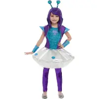 Smiffys Maskeradkläder - Utomjordisk flicka - Silver - - 4-6 år (104-116) - Maskeradkläder