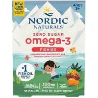 Nordic Naturals , Omega-3 Fiskies, Noll socker, Ålder 3+, Tutti Frutti, 300 mg, 36 Fiskies