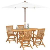 vidaXL Trädgårdsmöbelset 5 pcs Brun Massivt teakträ
