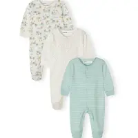 MINOTI Pyjamas kräm / ljusgrå / mint / ullvit