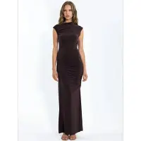 Hiccups for Kids Slit Detaljerad Bodycon Sandy Maxi Klänning