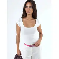 Busem Slim Fit Ribbad U-Hals Blus