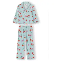 MINOTI Pyjamas ljusblå / grön / eosin / röd