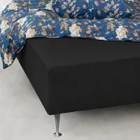 Borg Living Dra-på-lakan 90x200 cm - Svart - 100% bomullssatin - Lakan för madrass