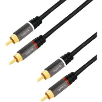 Logilink LogiLink: Audiokabel 2 x RCA-hane - 2 x RCA-hane 1,5m Metall Svart