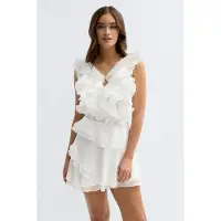 Gina Tricot - Frill mini dress - miniklänningar - Vit - 40 - Dam