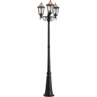 QAZQA Klassisk utomhuslykta svart med koppar 220 cm 3-ljus IP44 - Havana
