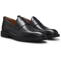 HUGO Leather loafers with penny trim