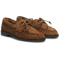 BOSS Suede moccasins with hand-stitched apron toe
