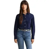 Gant för kvinnor. 4300348 Klassisk Regular Fit-skjorta i marinblå poplin (38), Casual, Bomull, Lång ärm, Marino