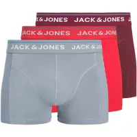Jack & Jones Boxershorts 'JACBRANCO' grå / röd / vinröd / vit
