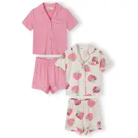MINOTI Pyjamas grön / rosa / ullvit