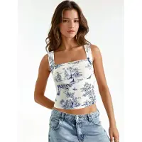 Hiccups for Kids Mönstrad Fyrkantig Hals Sandy Crop Top
